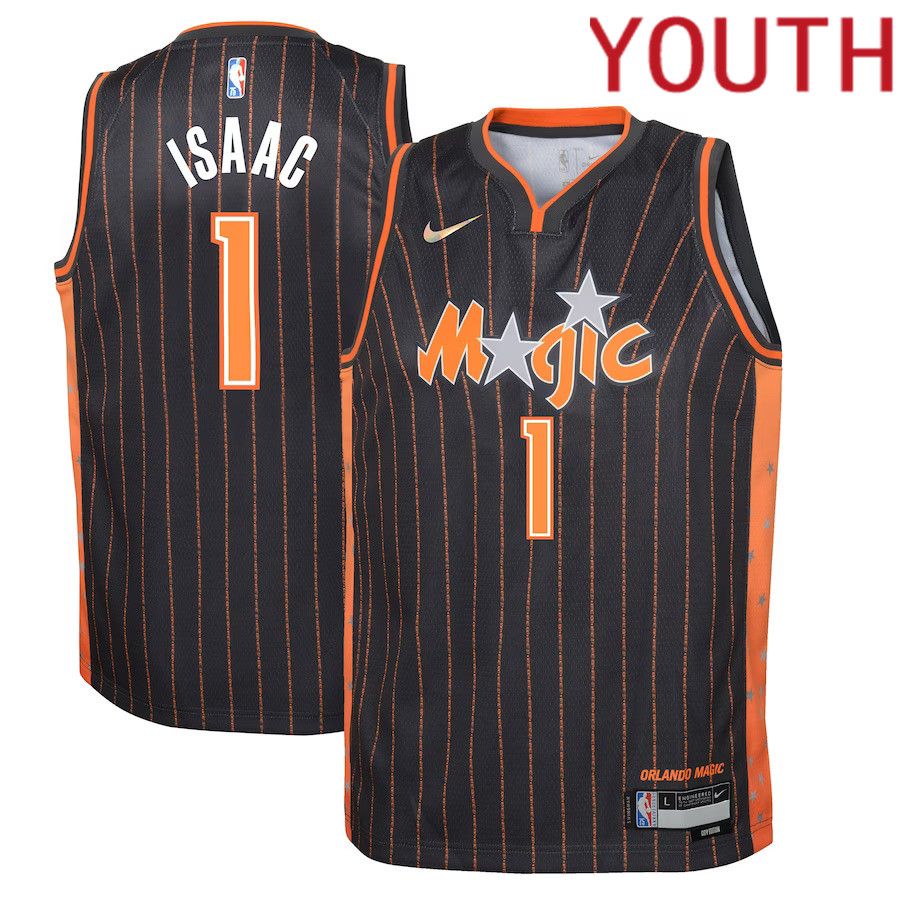 Youth Orlando Magic 1 Jonathan Isaac Nike Anthracite City Edition Swingman NBA Jersey